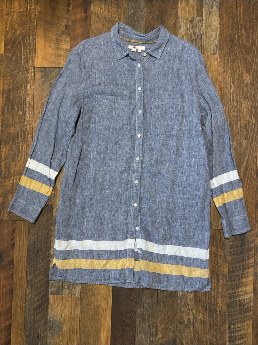 Boden button-up tunic shirt dress 100% linen size 8